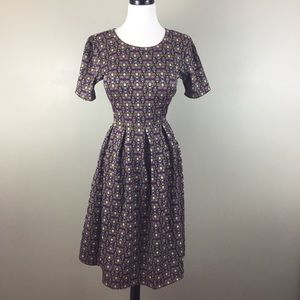 LuLaRoe Amelia Fit Flare Geo Print Dress Retro